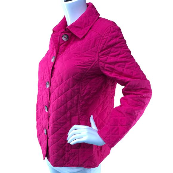 Chicos Womens Size 0 US 4/6 Jacket Quilted Button Up Collared Long Sleeve Pink - Picture 4 of 16